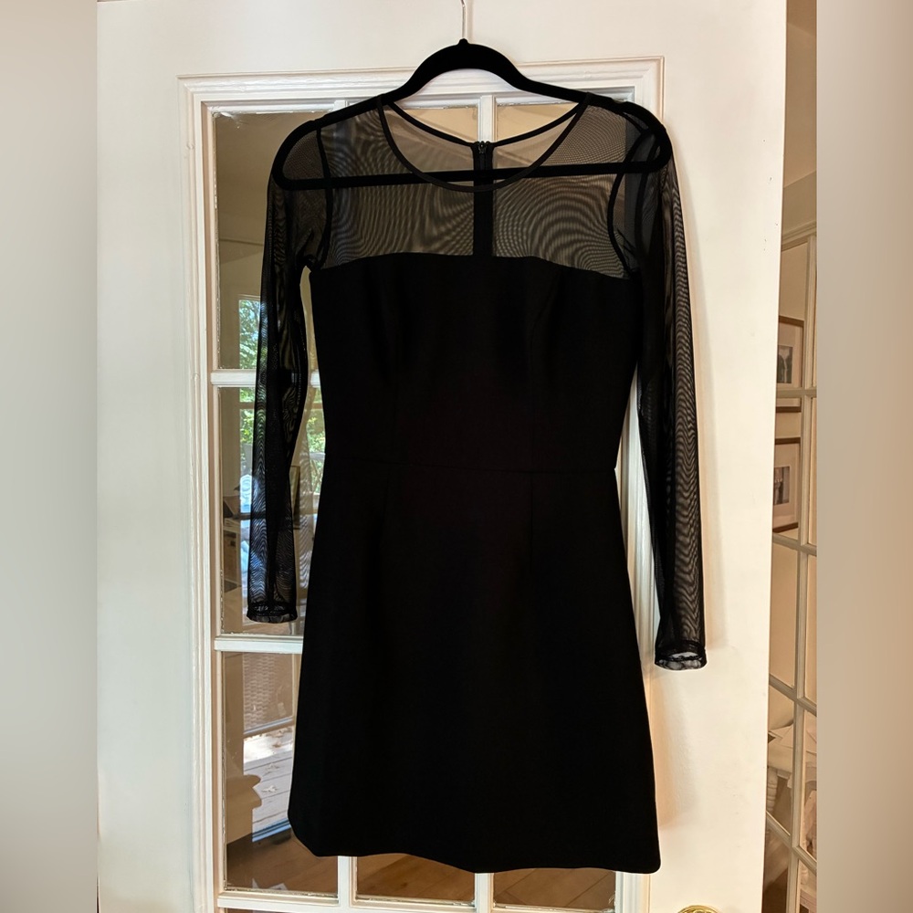 French Connection Black Dress with Mesh Sleeves Size 6